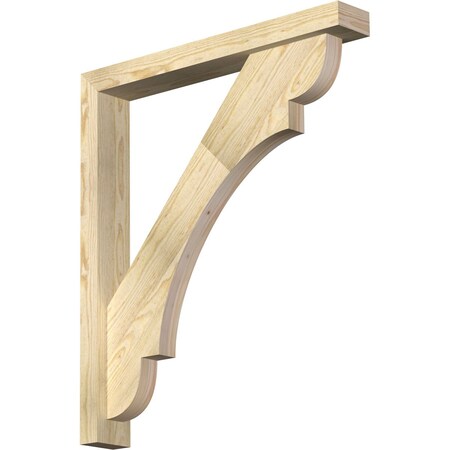 Ekena Millwork Olympic Block Rough Sawn Bracket w/ Offset Brace, Douglas Fir, 4"W x 28"D x 32"H BKT0402X28X32OLY05RDF
